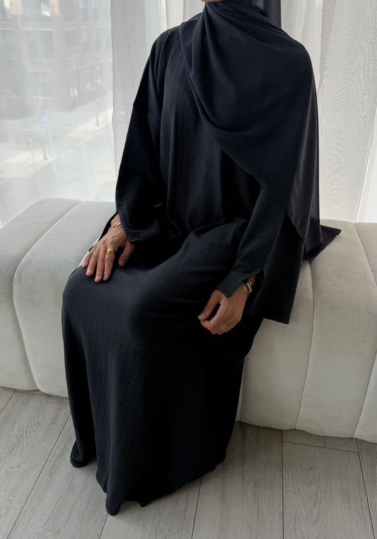 RIBBED ABAYA | Aegean Blue