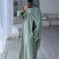 RIBBED ABAYA | Mint Sage