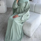 RIBBED ABAYA | Mint Sage