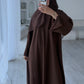 RIBBED ABAYA | Brown
