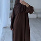 RIBBED ABAYA | Brown
