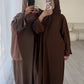 RIBBED ABAYA | Brown