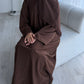 RIBBED ABAYA | Brown