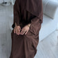 RIBBED ABAYA | Brown
