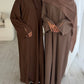 RIBBED ABAYA | Brown