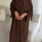 RIBBED ABAYA | Brown