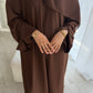 RIBBED ABAYA | Brown