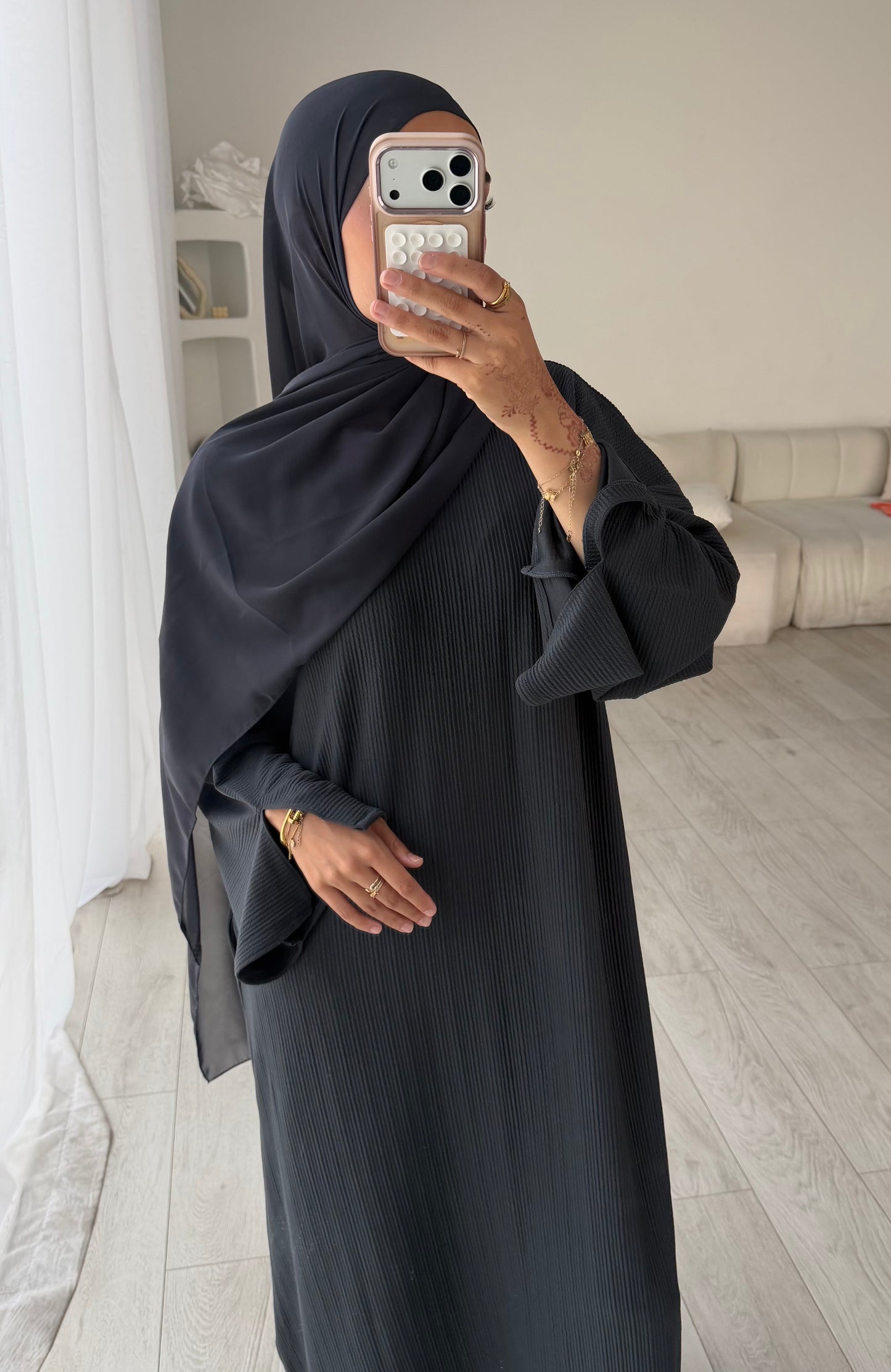 RIBBED ABAYA | Aegean Blue