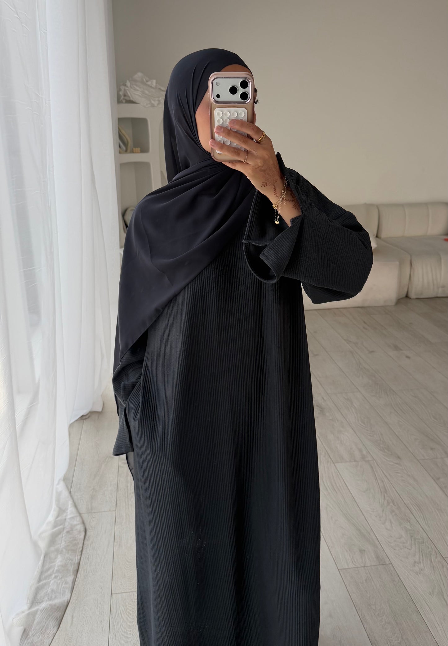 RIBBED ABAYA | Aegean Blue