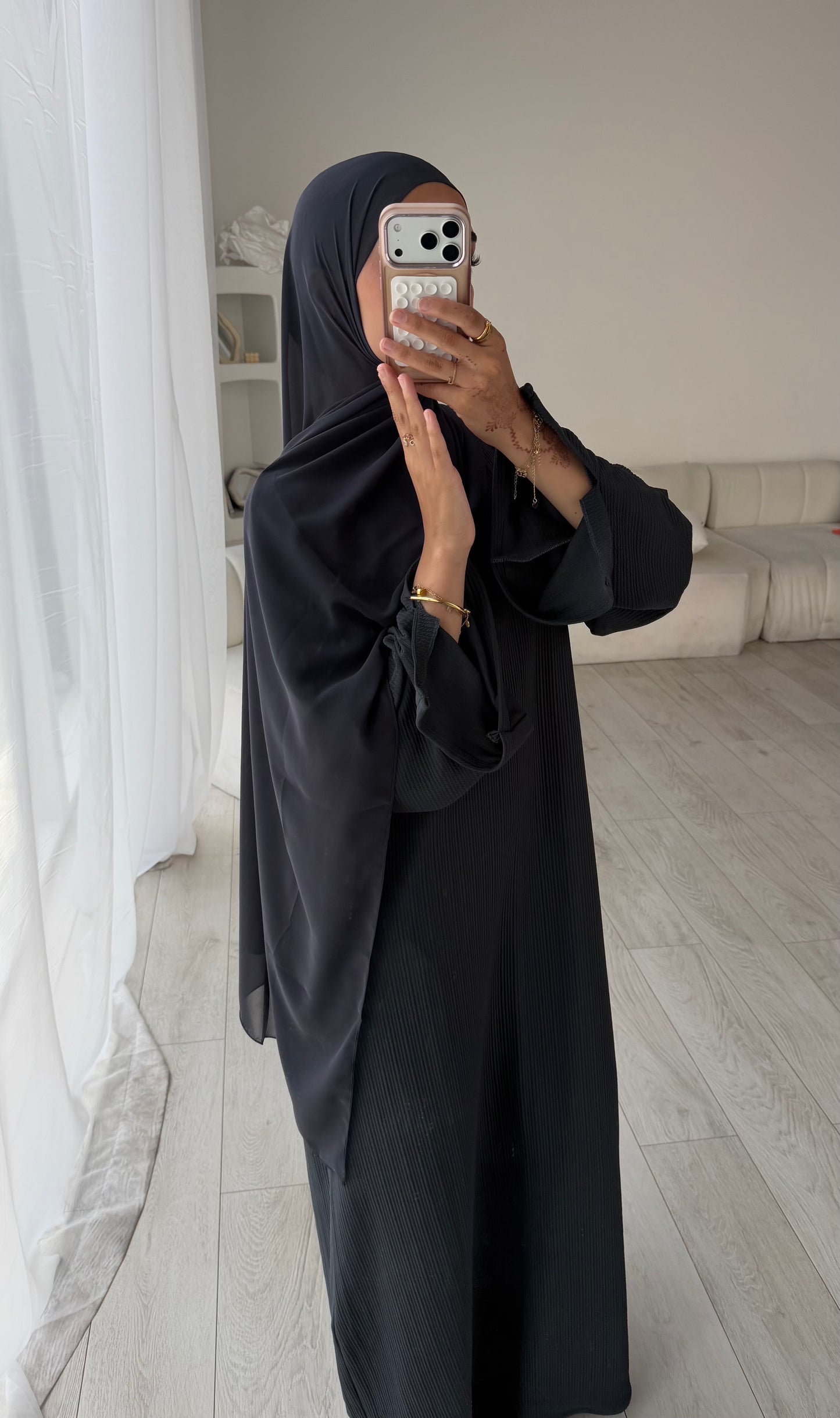 RIBBED ABAYA | Aegean Blue