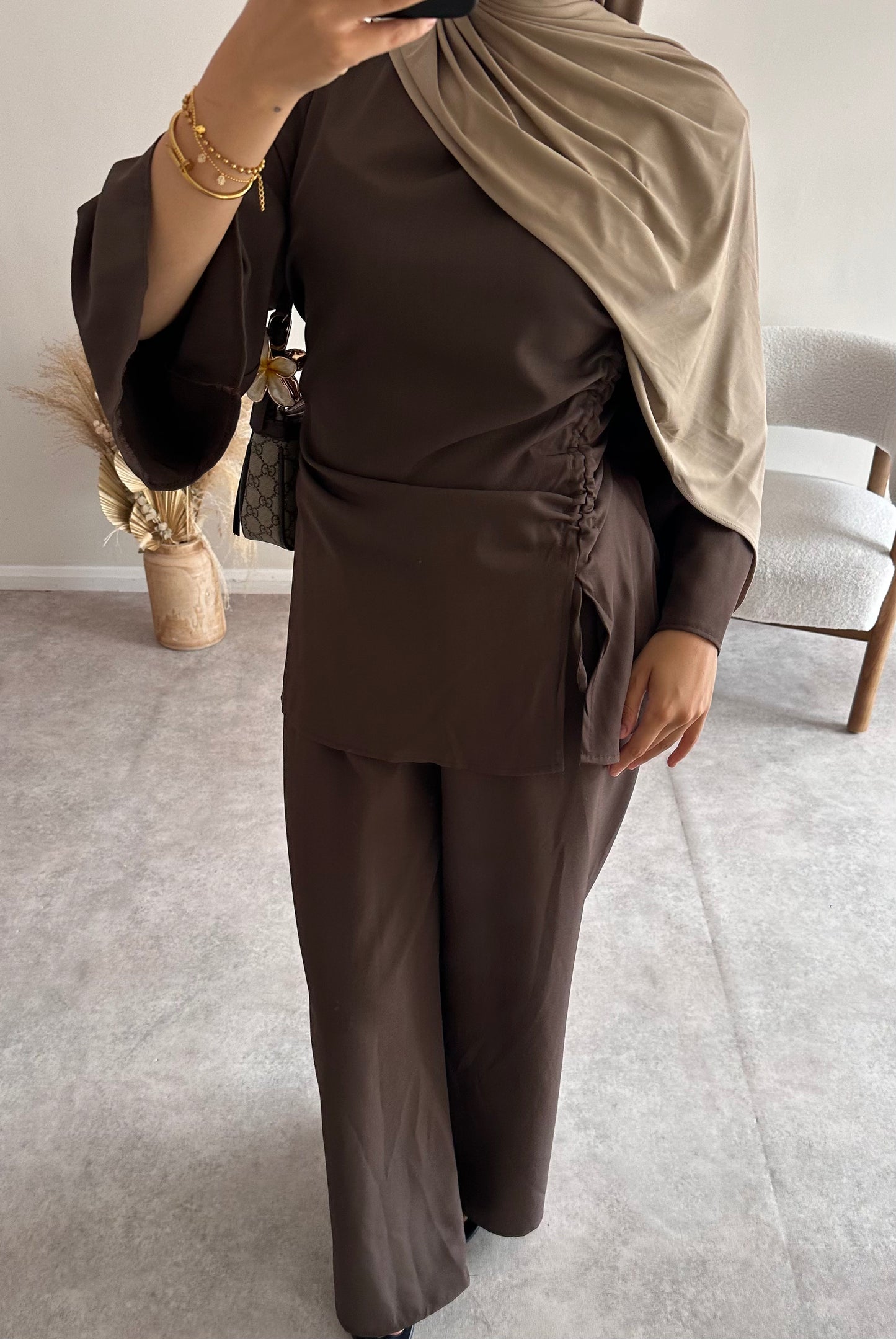 RUCHED SET | Dark Brown
